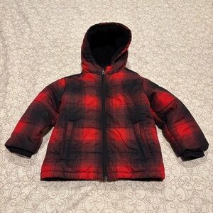Bass Pro Shops Outdoor Kids Boys Plaid Red and Black Winter Coat Size XS